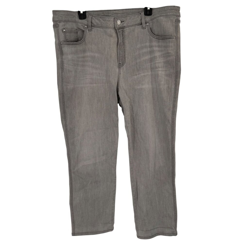 Apana Gray Denim Straight-Leg Ankle Jeans Frayed Hem size medium stretch